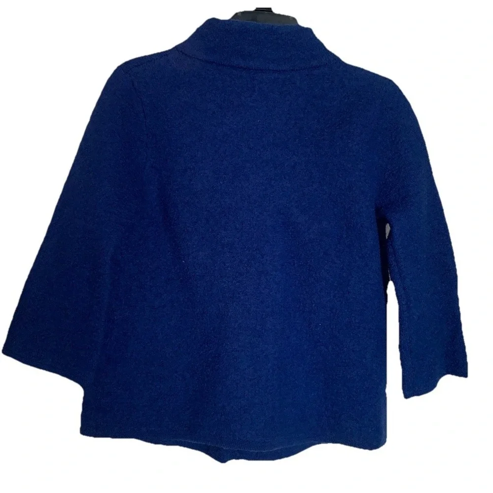 VTG Covington Wool Cardigan Jacket Women's Large Petite Blue Cropped‎ 3/4 Sleeve